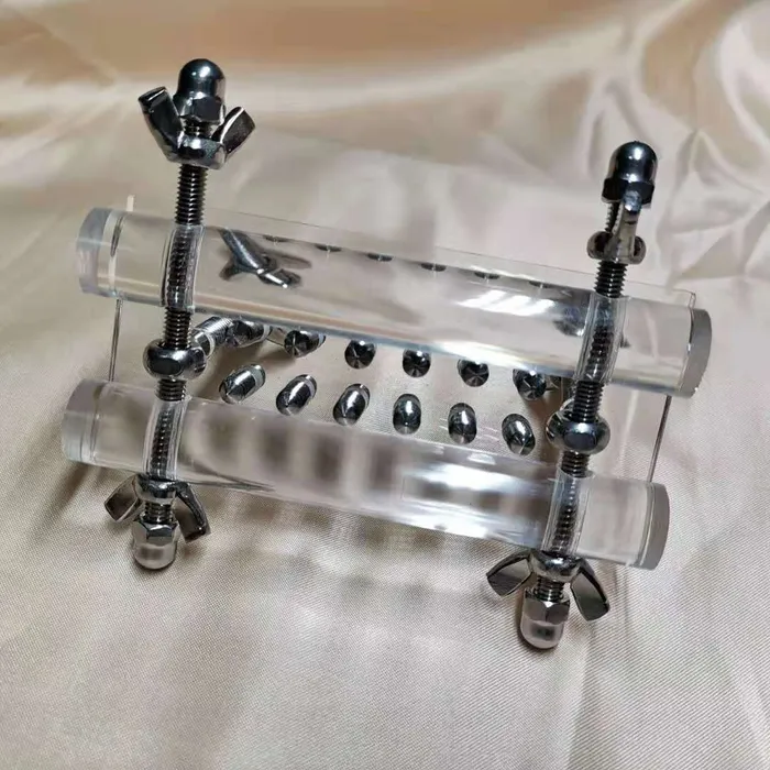 BallbustingToyscom Male Sex Toys Fully Adjustable CBT Testicle Crusher with Spikes
