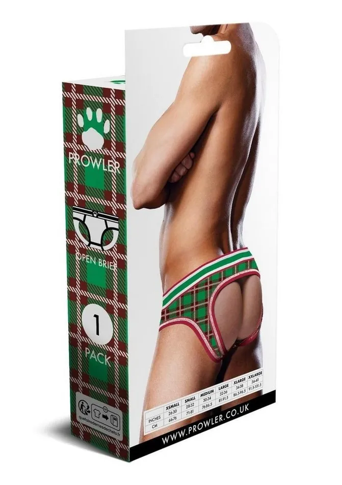 Prowler Tartan 2 Opn Brf XL GrnRed Fw23 Prowler Vibrators