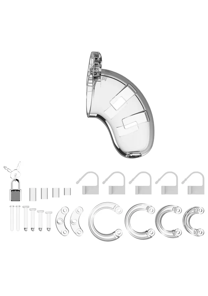 Shots Mancage Male Sex Toys Mancage Model 1 Chastity 35 Inch Cock Cage Transparent